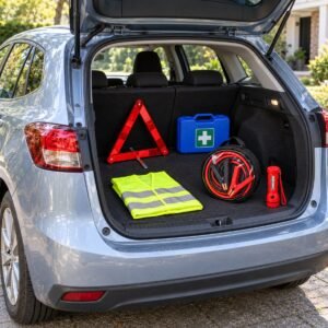 Kit de emergencia para auto guardado en la maleta